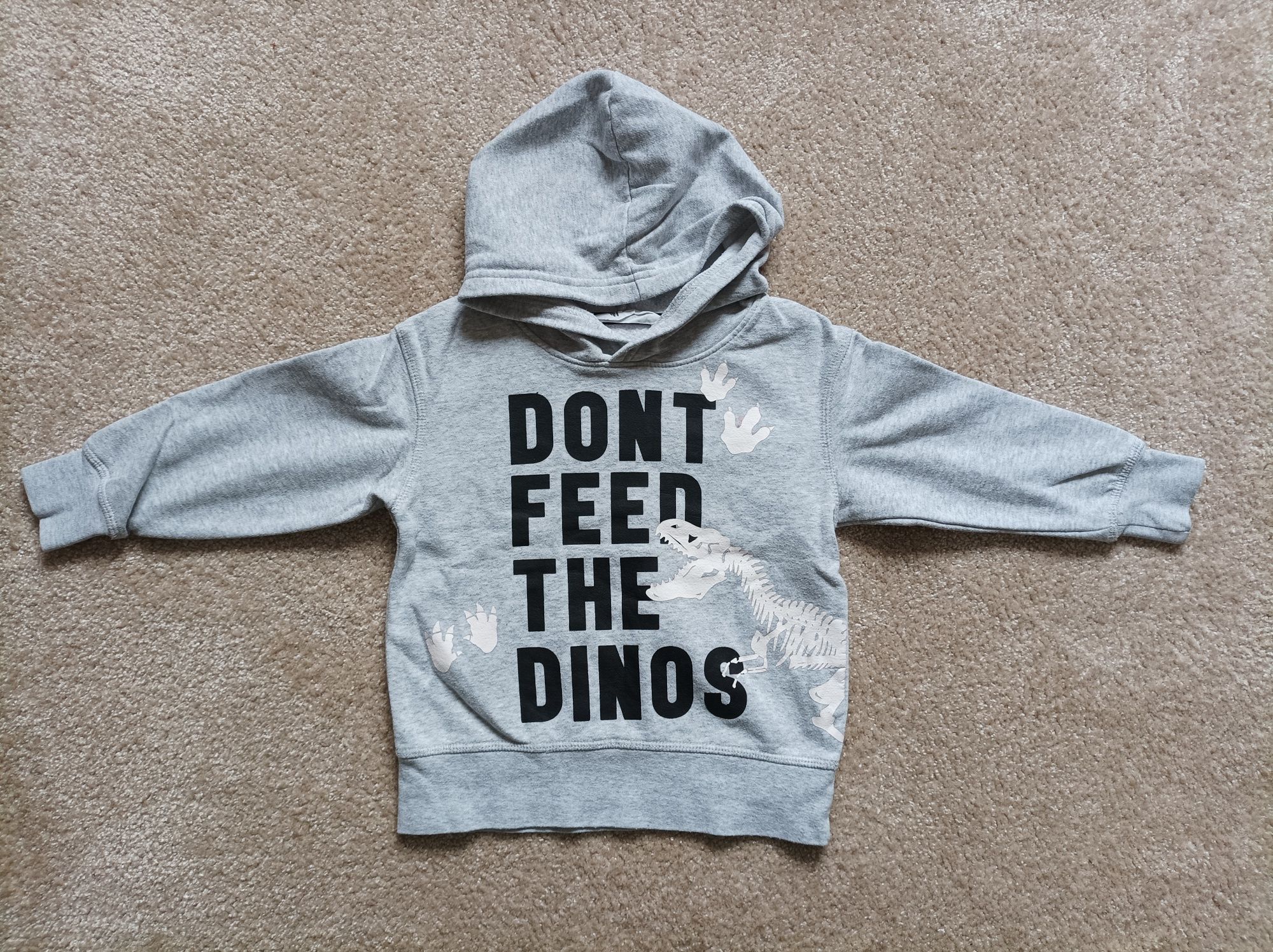 Szara bluza z kapturem H&M 98/104 dinozaury