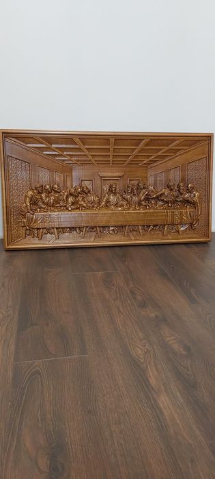 Картина з дерева “Таємна вечеря” — 3D різьба, подарунок, декор