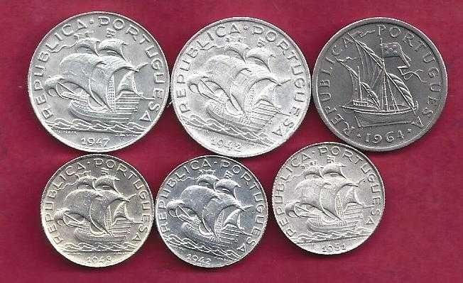 Republica  6 Moedas  Prata e Niquel  2$50  5$00