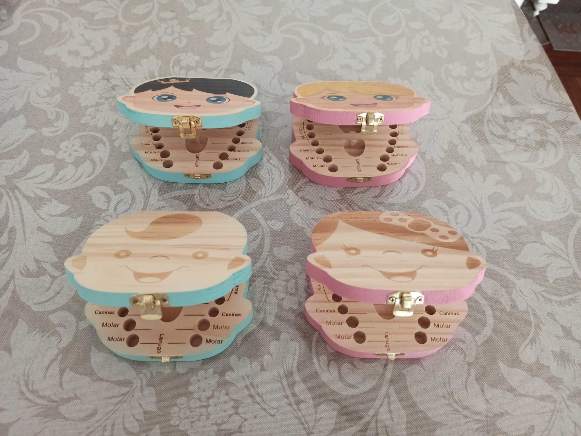 Peças decorativas para guardar os dentinhos dos bébés (menino/menina)