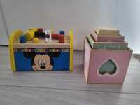 Zabawki drewniane idealne dla malucha klocki drewniane wieża młotek re
