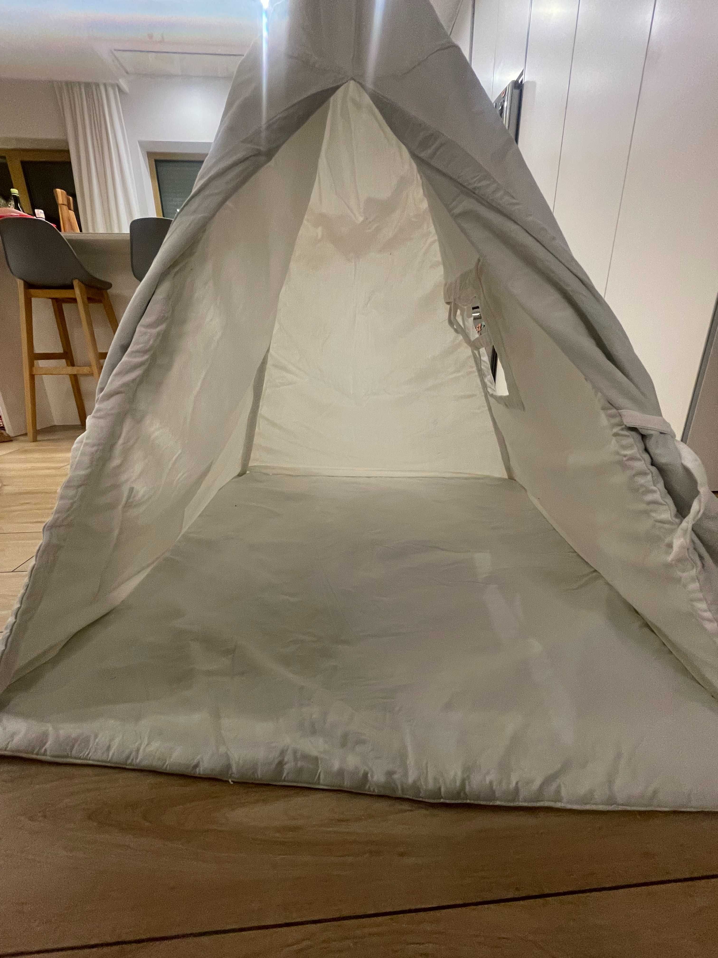 Namiot Tipi dla Dzieci – Biały/Jasno Szary – Idealny do Zabawy
