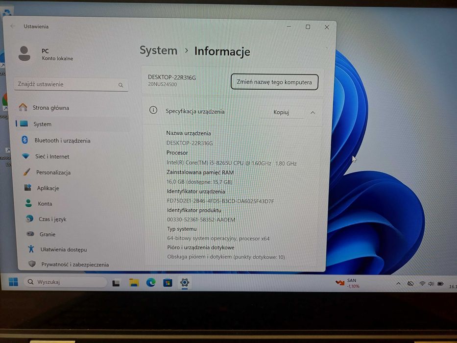 Laptop Tablet Lenovo Thinkpad L390 Yoga i5 13,3" FullHD IPS Win11