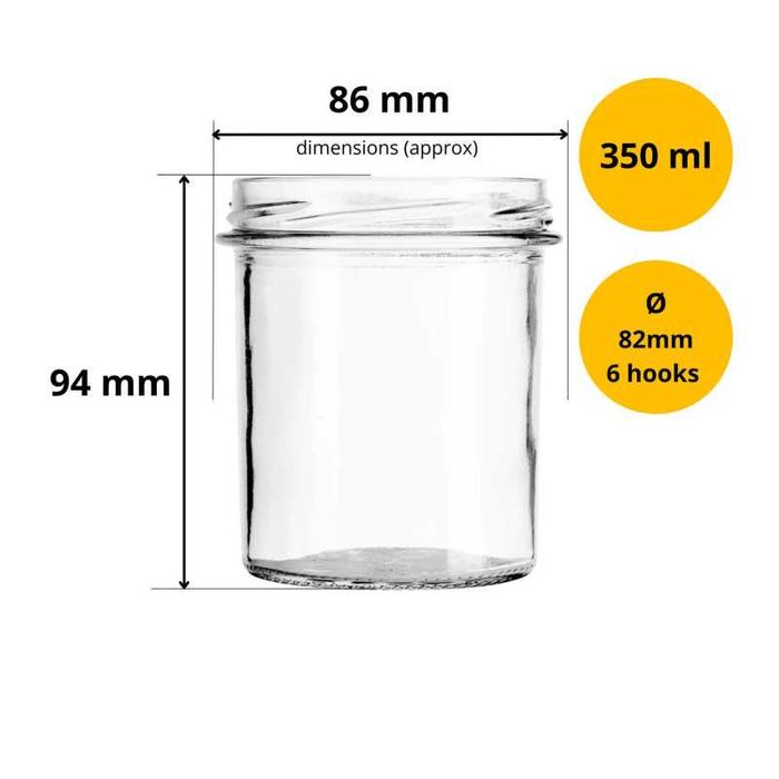 Słoiczki na przetwory miód dżem słoiki  Złota zakrętka 350ml 8 sztuk