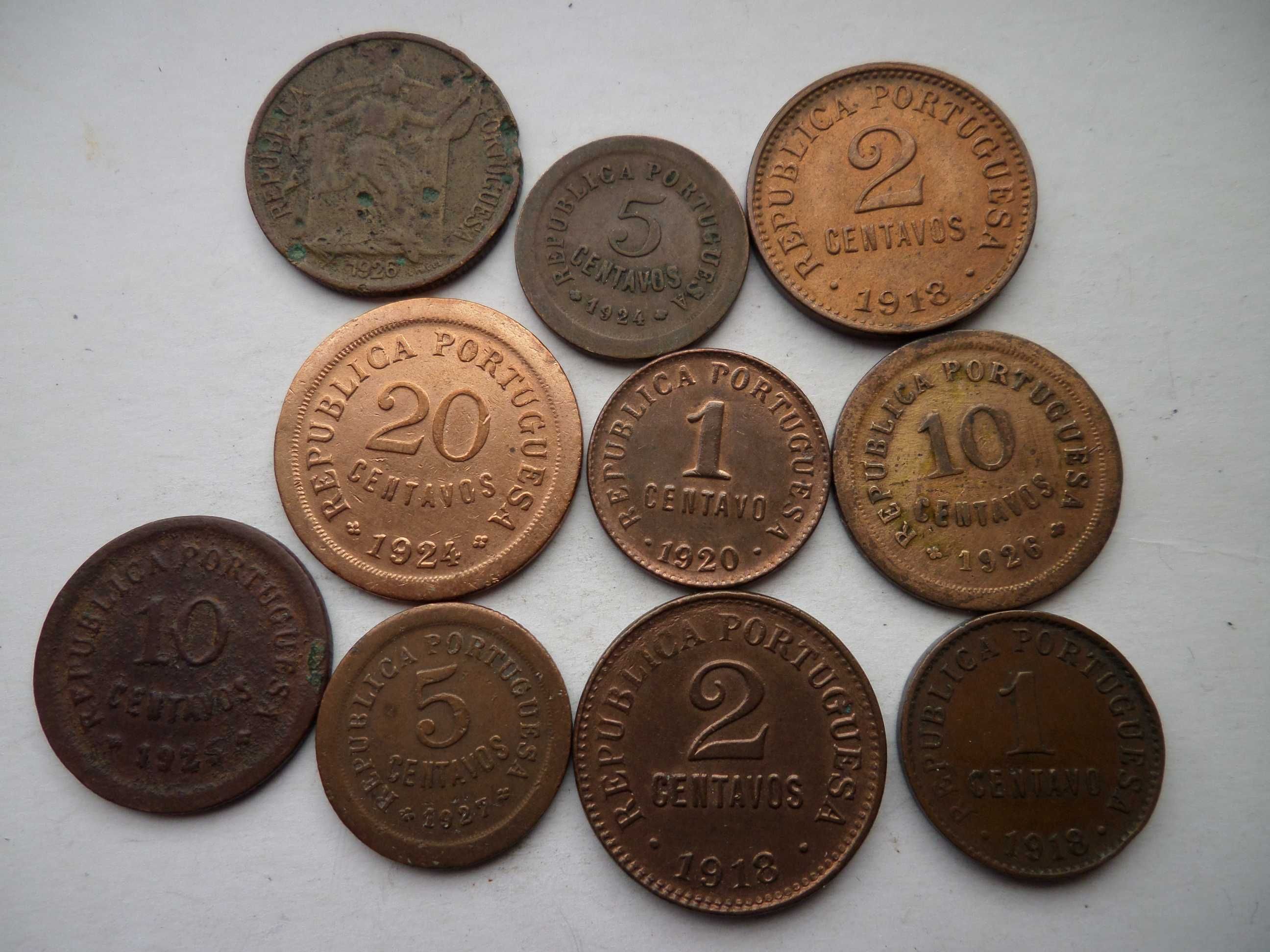 Lote 10 moedas da Republica Portuguesa:  'Centavos'