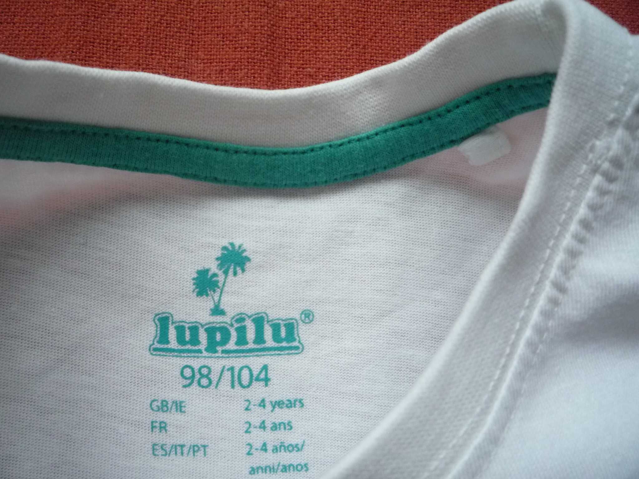 Lupilu 98/104 Biała koszulka Kolorowy nadruk Jak Nowa