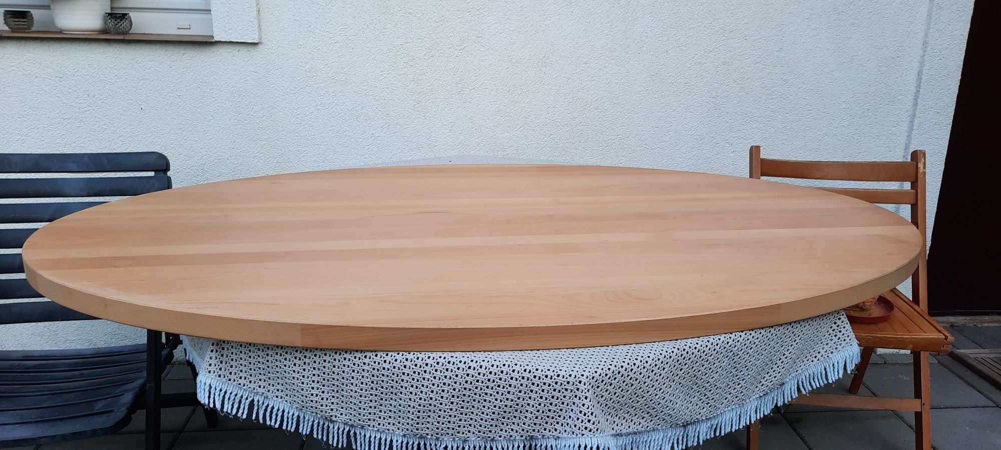 Blat stołu dębowy owalny drewno lite