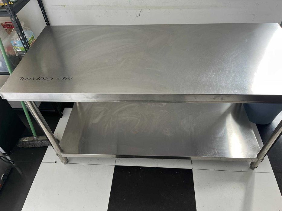 Stół ze stali nierdzewnej z półką 160x70x85 cm