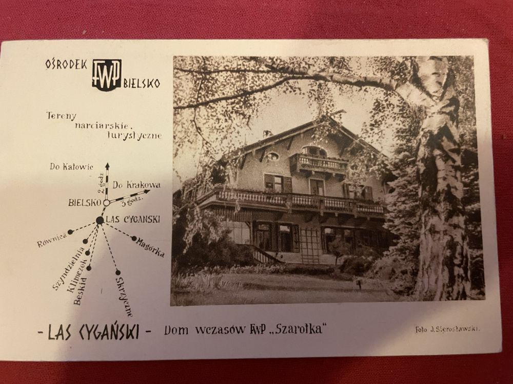 Bardzo stara pocztówka widokówka Las cyganski FWP Bielsko FWP Szarotka