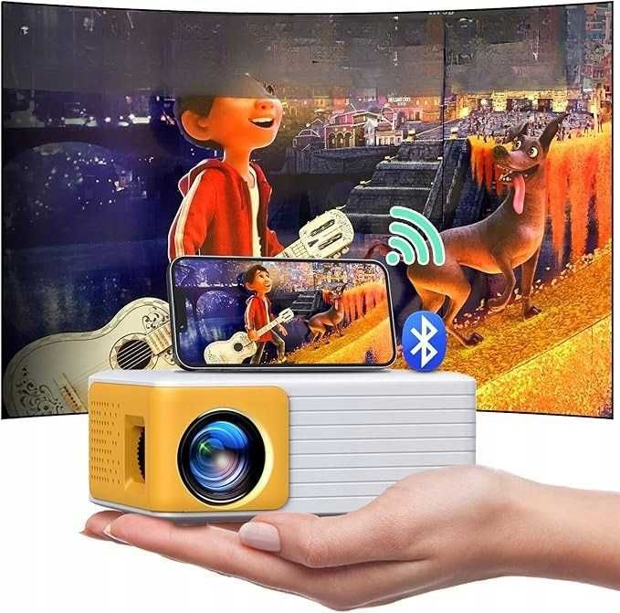 Rzutnik Mini Projektor Bluetooth WiFi Telefon Wideo Full HD 1080P