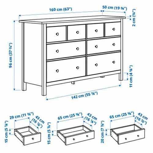 Komoda Hemnes IKEA czarnobrązowa +2 stoliki nocne Hemnes czarnobrązowe