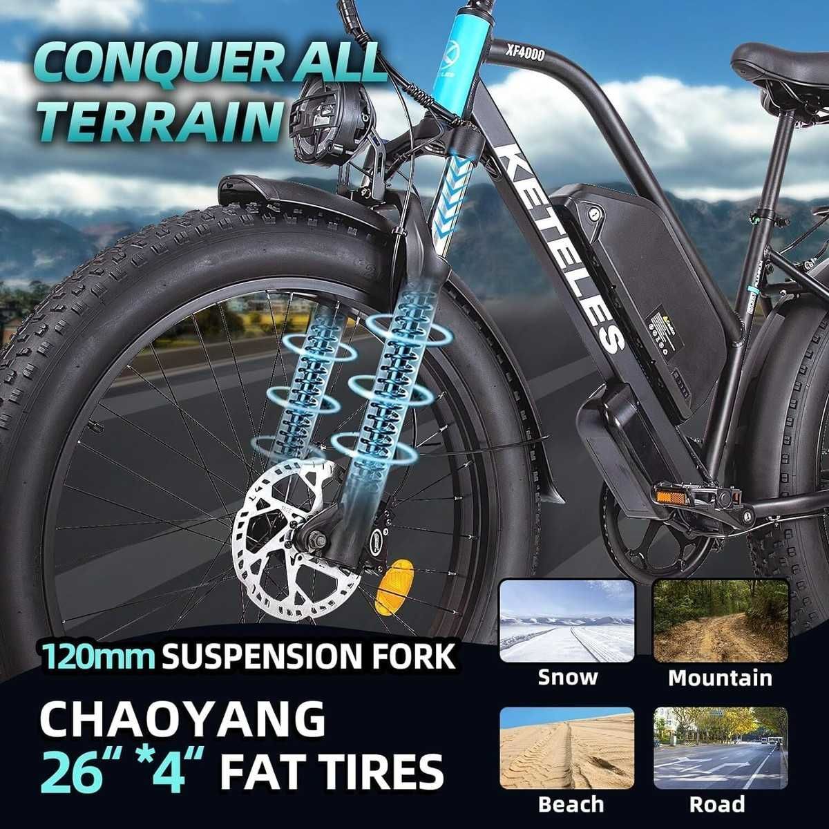 Bicicleta elétrica KETELES XF4000 com 2000W Motor Duplo