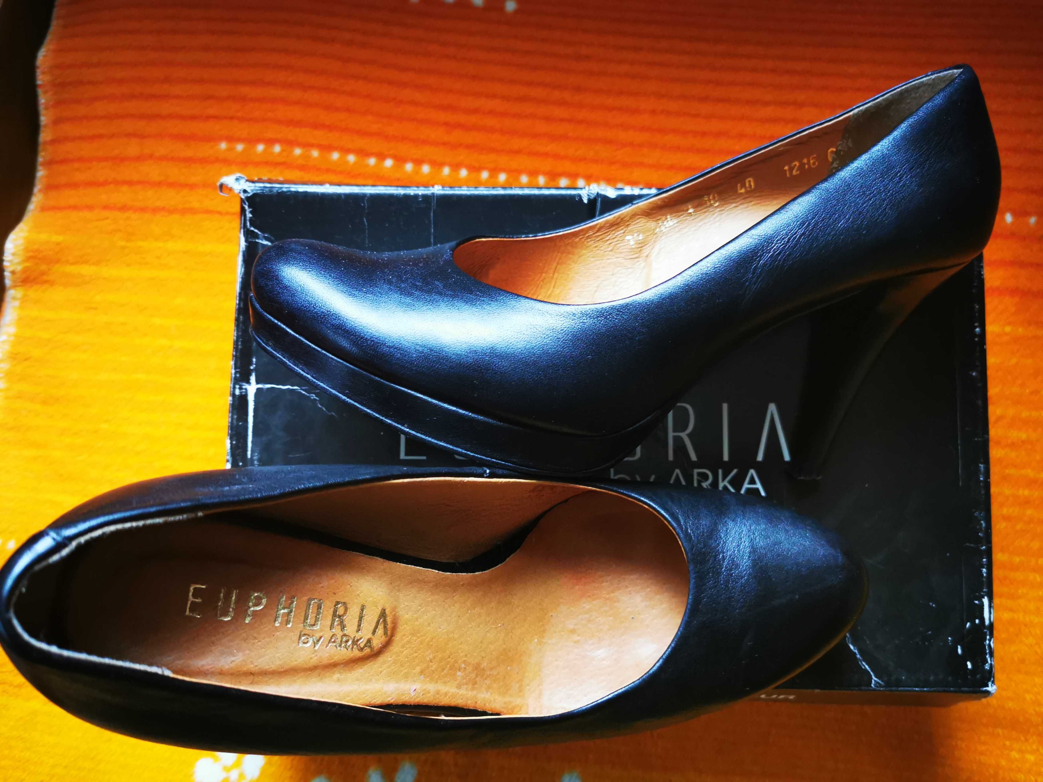 Szpilki wysokie czarne na platformie rozm. 40 Euphoria by Arka skóra