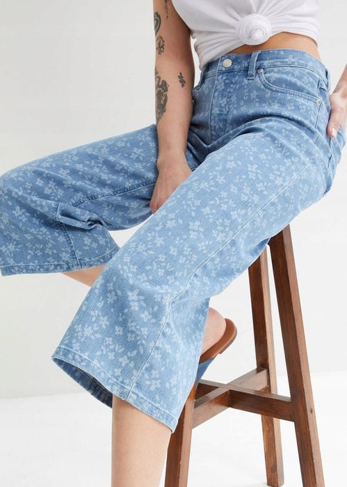 B.P.C jeansy 3/4 w kwiaty ^42