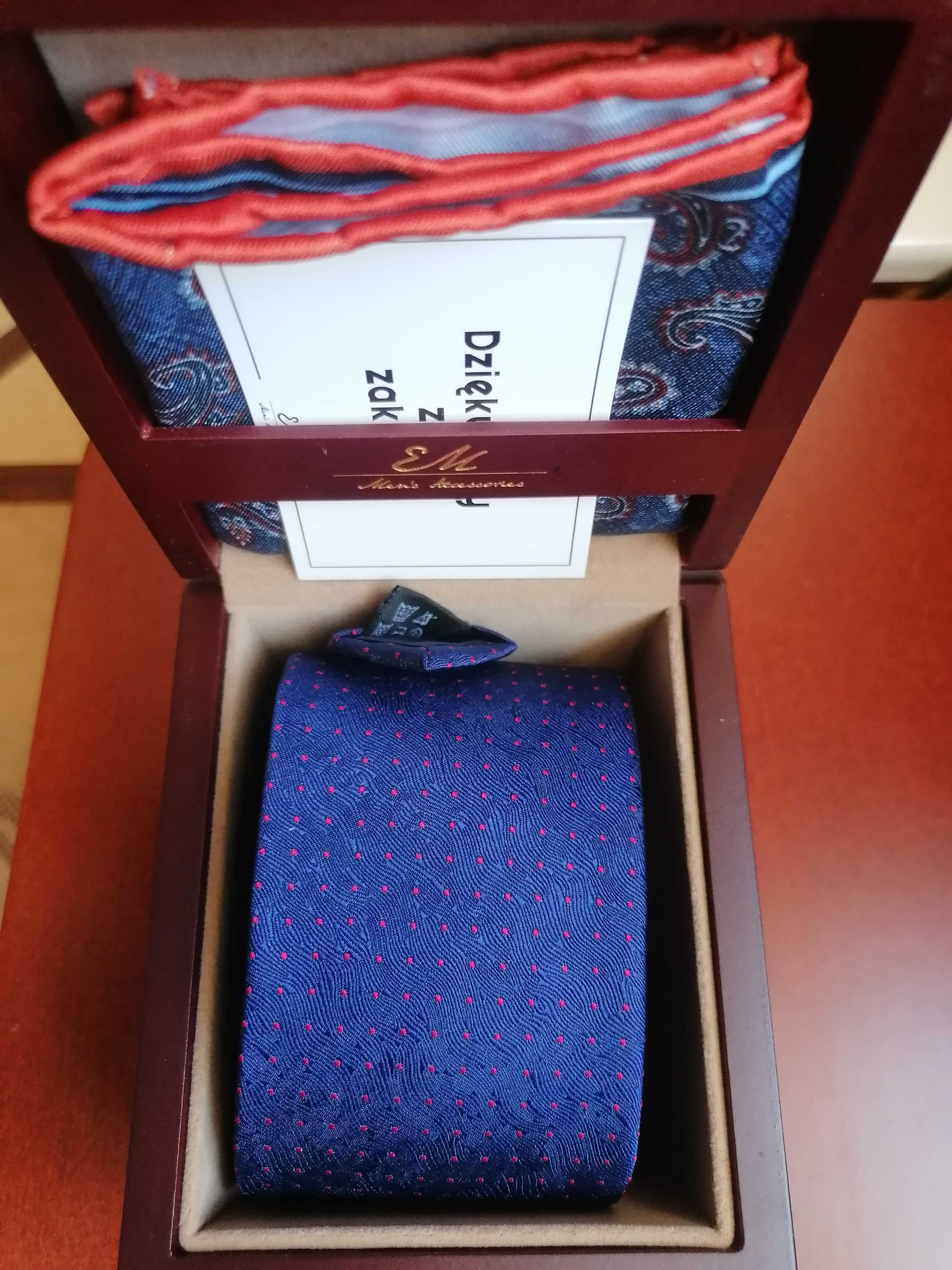 Krawat 100 % jedwab spinki nowe krawat z jedwabiu nowy