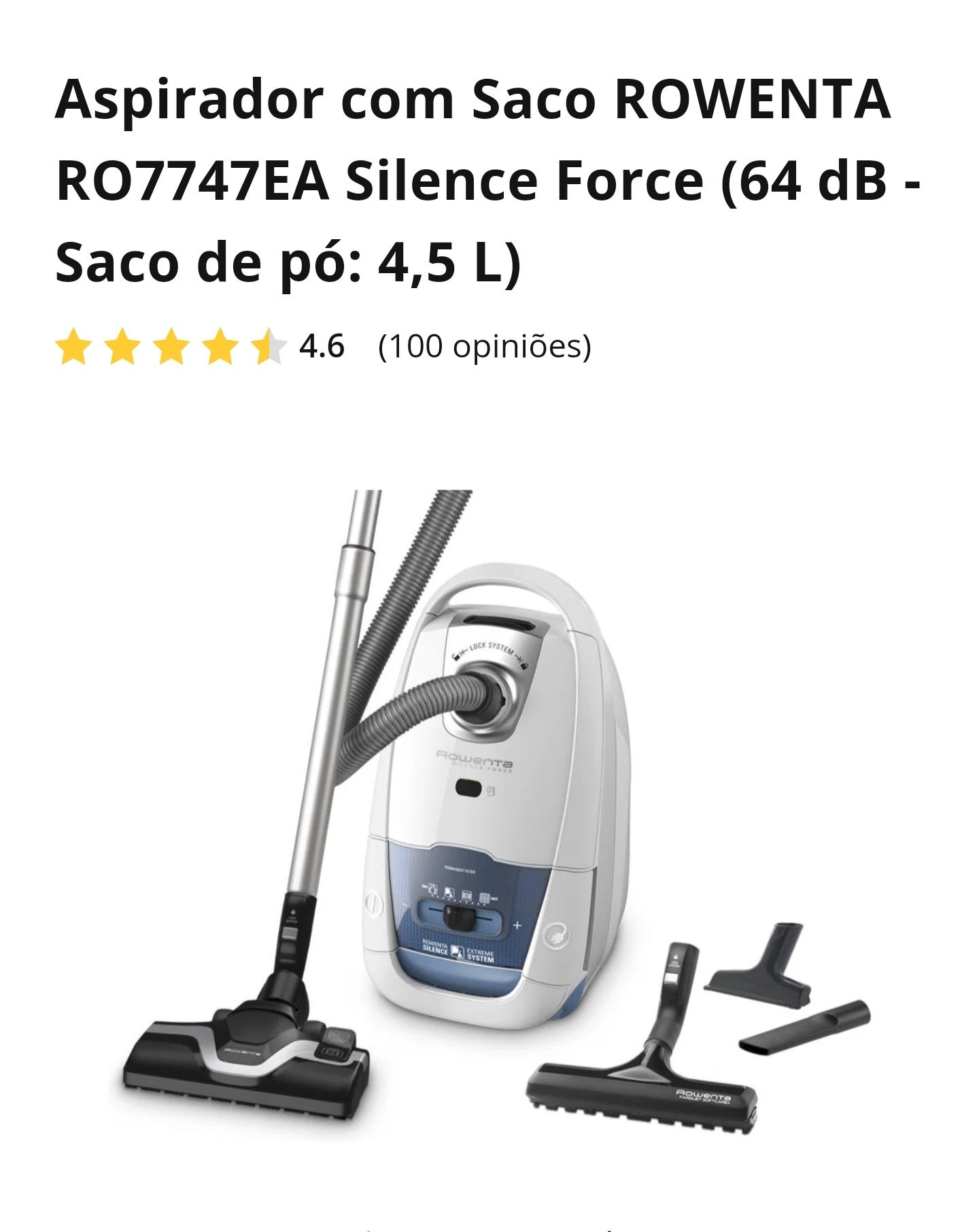 Aspirador Rowenta Silence Force + 2 caixas de sacos