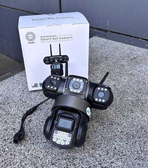 Уличная тройная видеокамеракамера на сим-карте V380PRO 12MP SC28 4G
