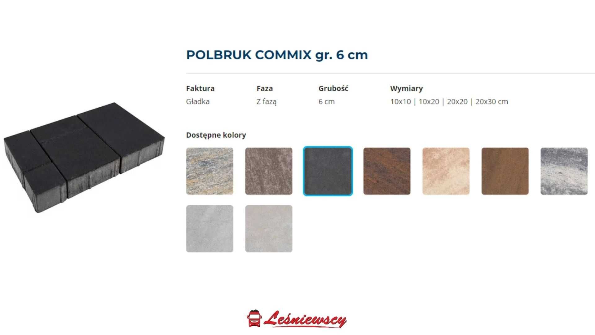 Kostka brukowa Polbruk - COMMIX kolor grafit 6cm na podjaz/chodnik itp