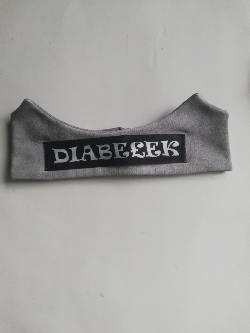 Opaska Diabełek szary jeans handmade