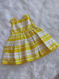 Sukienka żółta i jeansowa niemowlęca 74 M&S stan idealny śliczna żółta
