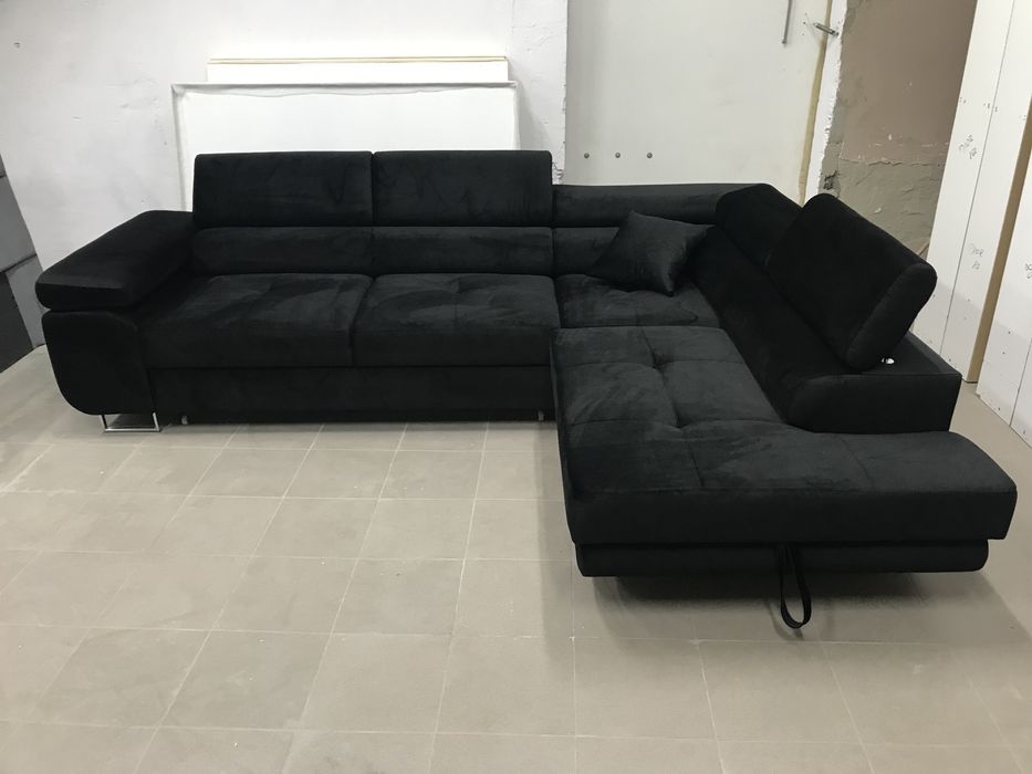 Narożnik w tkaninie ROYAL z funkcją spania i pojemnikiem na pościel