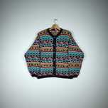 Vintage sweter wełniany we wzory angora kolorowy