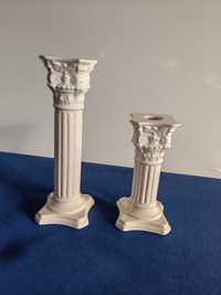 Dwa stylowe ceramiczne świeczniki