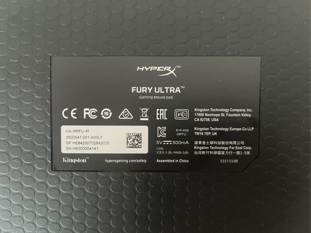 Tapete Rato HyperX Fury Ultra RGB