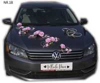 Pudrowy róż na samochód do ślubu dekoracja na auto 018