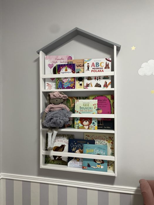 Ręcznie Robiony Regał na Książki DLA DZIECI w Kształcie DOMKU