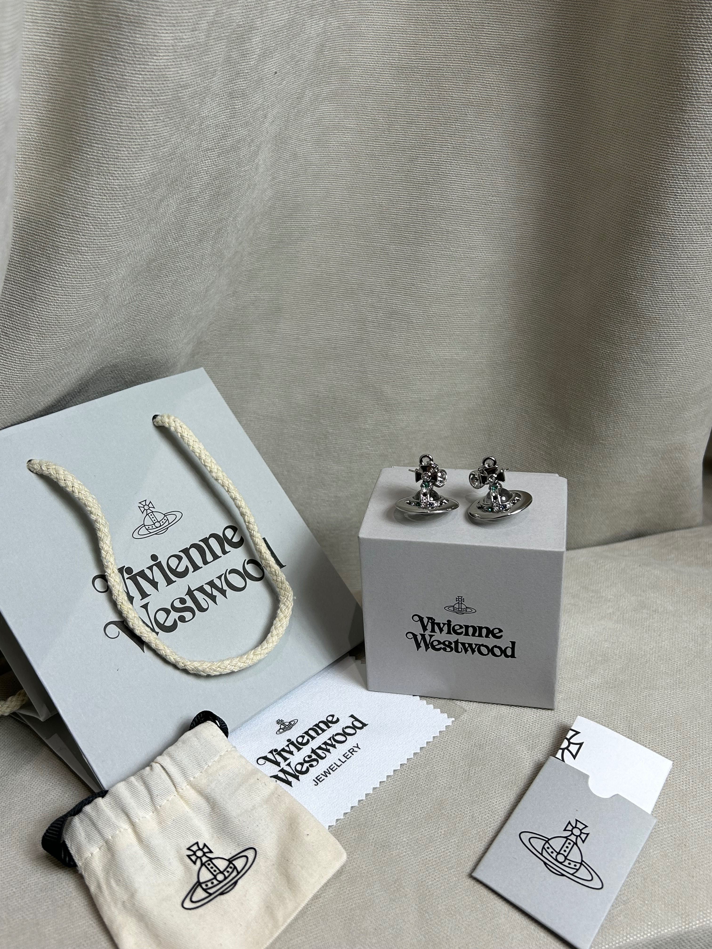 Vivienne Westwood Saturn Orb Silver Earrings оригинал сережки серьги