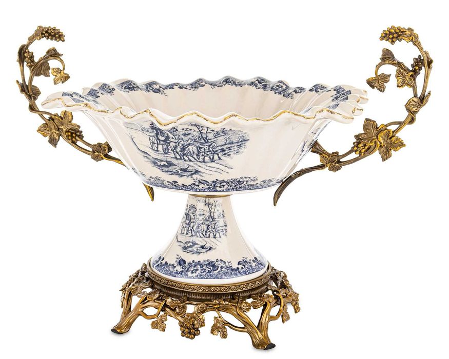 Ceramiczna Duża Patera Dekoracyjna Misa Empire Złota Na Nóżce 182450