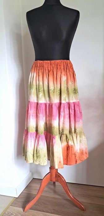 Szeroka spódnica z trzech falban boho hippie M 38
