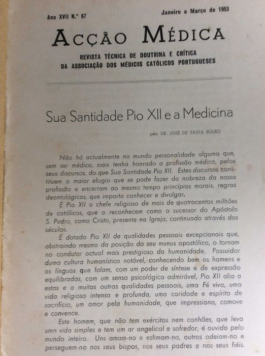 Acção Médica. Ano 1953. Ver sumário