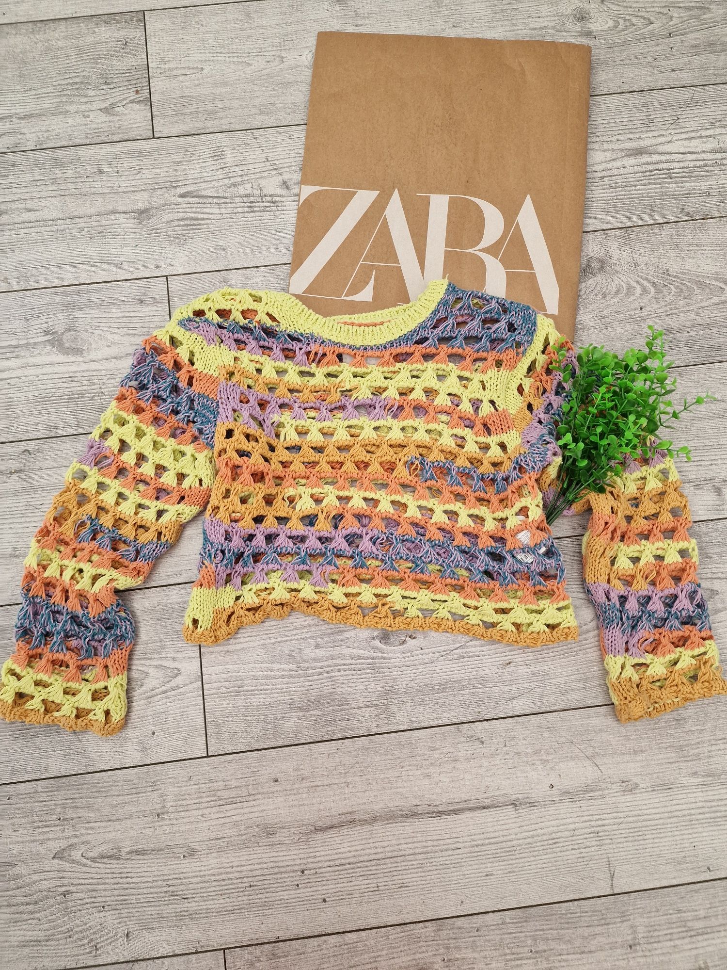 Zara szydełkowe sweterek boho lato r. 6-7 lat