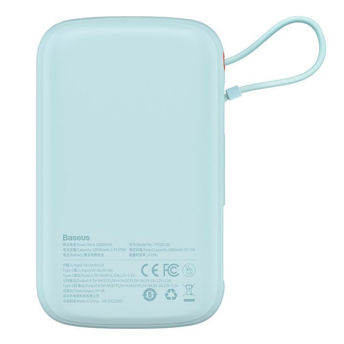 Powerbank Baseus 10000mAh z Kablem Typu C 22.5W - Niebieski