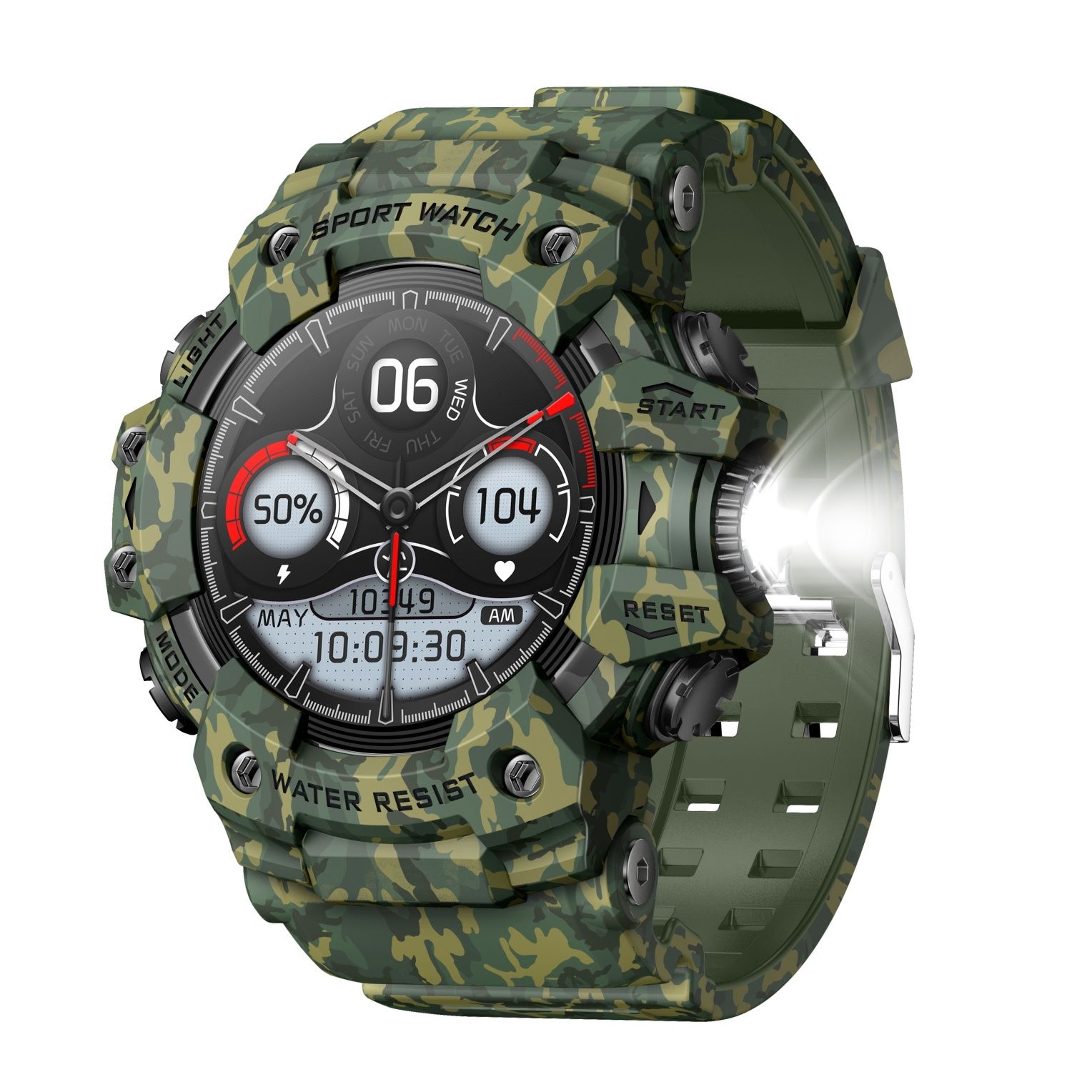 Тактические смарт часы ATTACK GT с фонариком + Compass + стекло.
