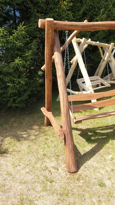 Huśtawka ogrodowa drewniana -  dębowa
