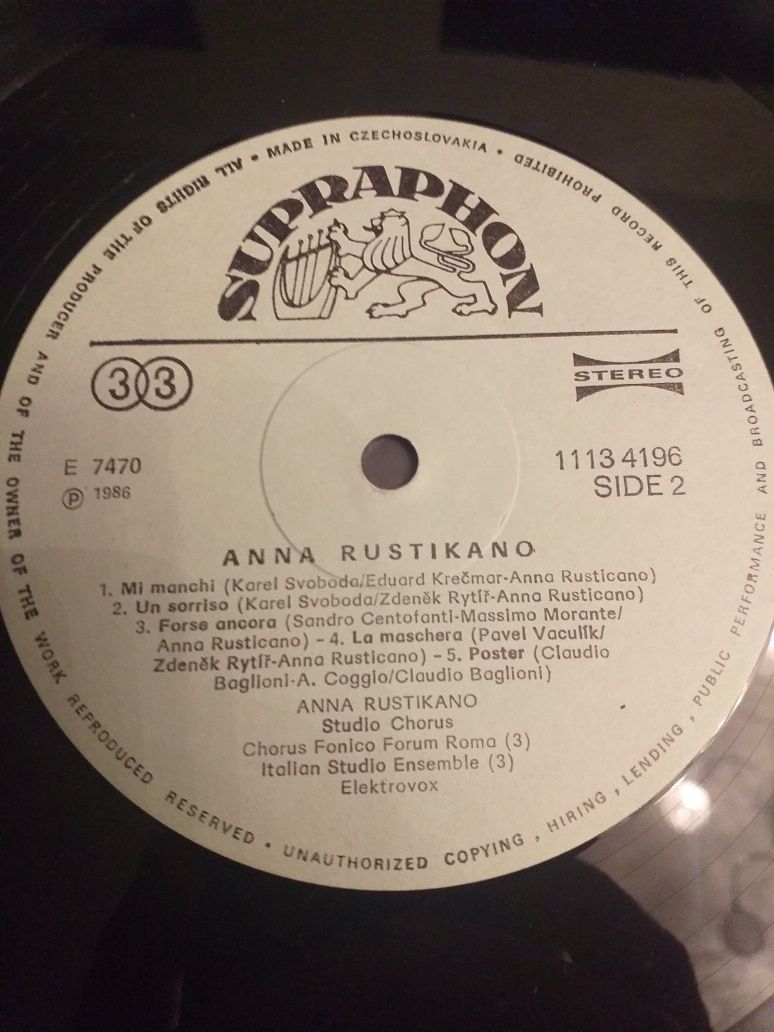 Anna Rustikano. 1986год. Винил, пластинка.