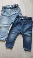 2 spodnie joggersy jeansowe denim H&M 92