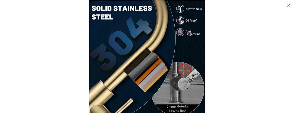 APPASO Złota bateria KRAN kuchenny, z wyciąganym rozpylaczem