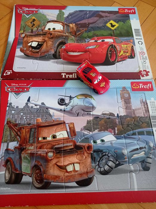 Puzzle ramkowe 2 sztuki Zygzak Złomek Auta Trefl+ samochód Zygzak