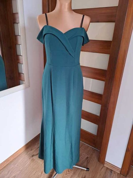 Sukienka damska długa maxi butelkowa zieleń Katniss 42/XL