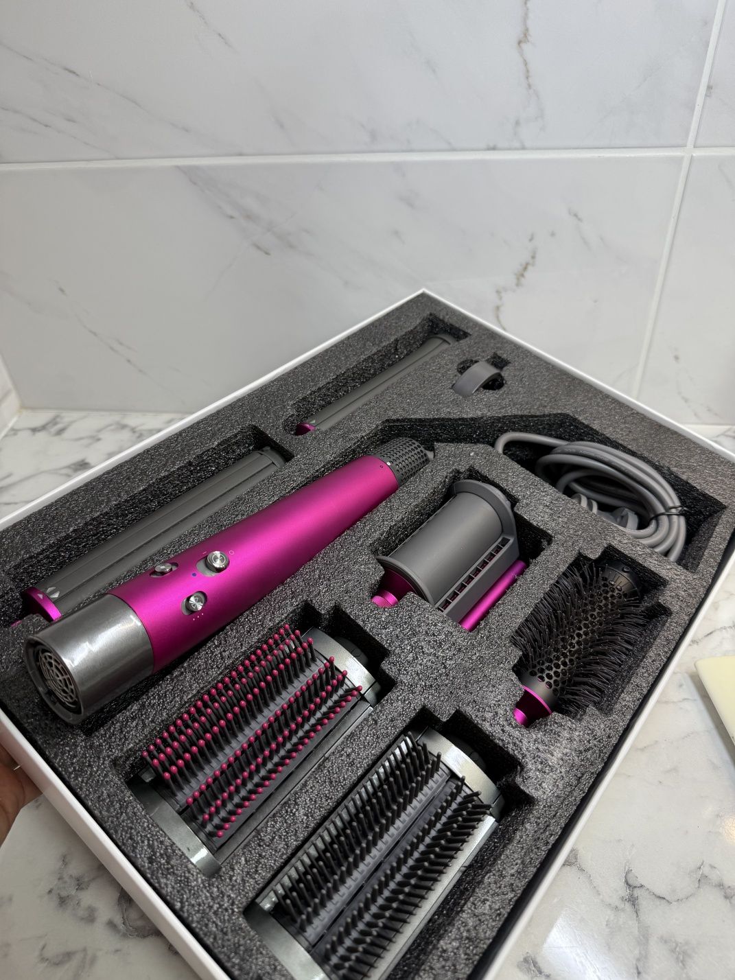 Стайлер dyson дайсон для волос с 6 насадками Airwrap hs05 fuchsia