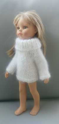 bialy moherowy sweterek dla lalki paola reina