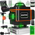 Poziomica Laserowa 4D Płaszczyznowa 360° Laser Krzyżowy Zielony 16 Lin
