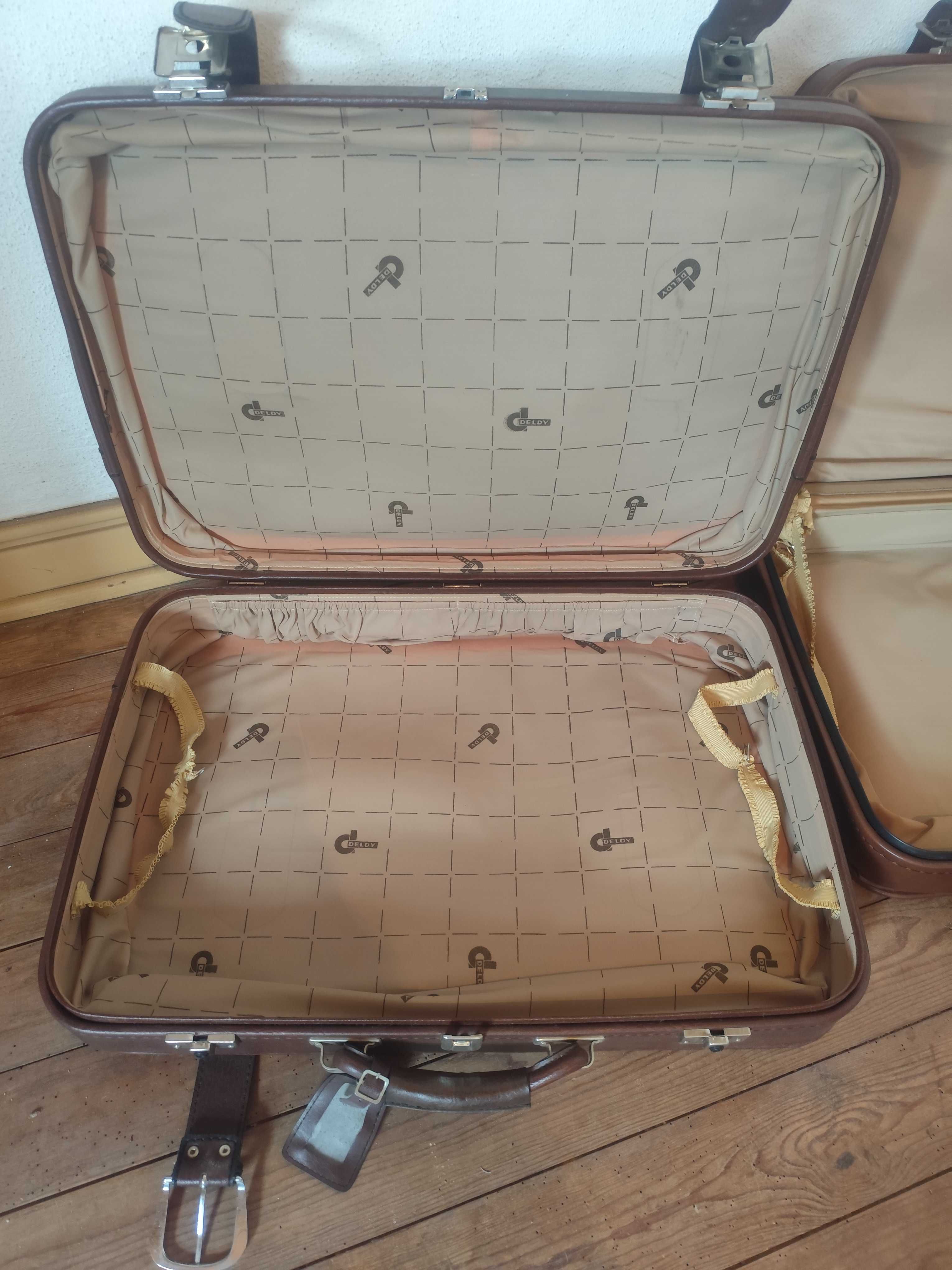 Conjunto de 2 malas de viagem em pele vintage
