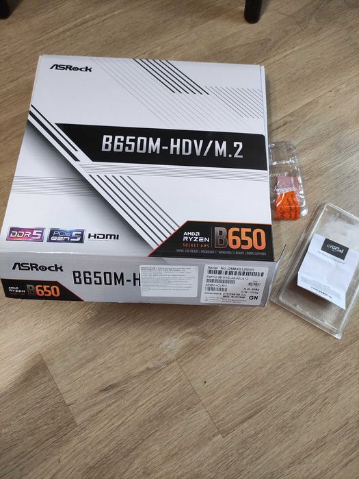 Комплект ASRock B650M-HDV/M.2  ,Ryzen 5 7500F,Crucial Pro DDR5 6000
