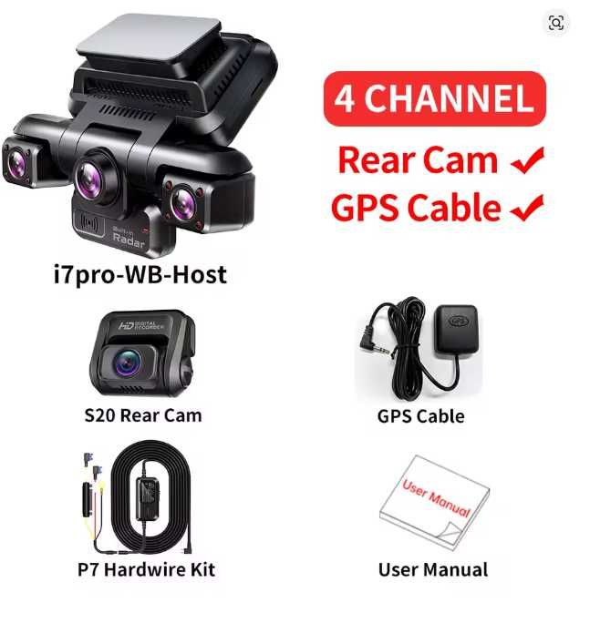 Автомобильный видеорегистратор TiESFONG 4CH, GPS, 4К, 360 DVR, Wi-Fi