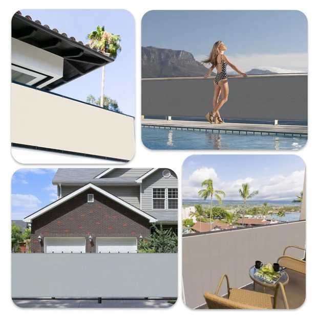 Wodoodporna Osłona Mata Balkonowa 75x300cm Kremowa OFFWhite